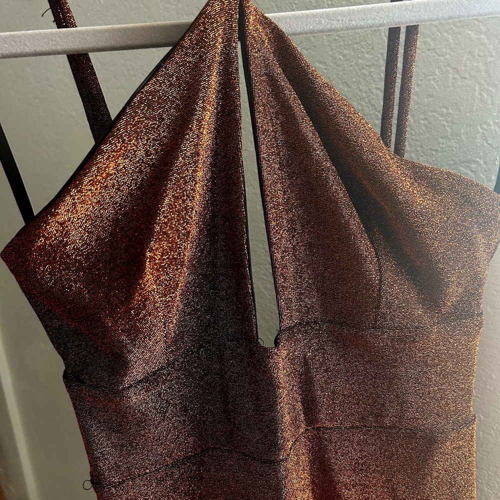 Copper Cocktail Midi Dress Halter (Runaway the label) (S/XS)